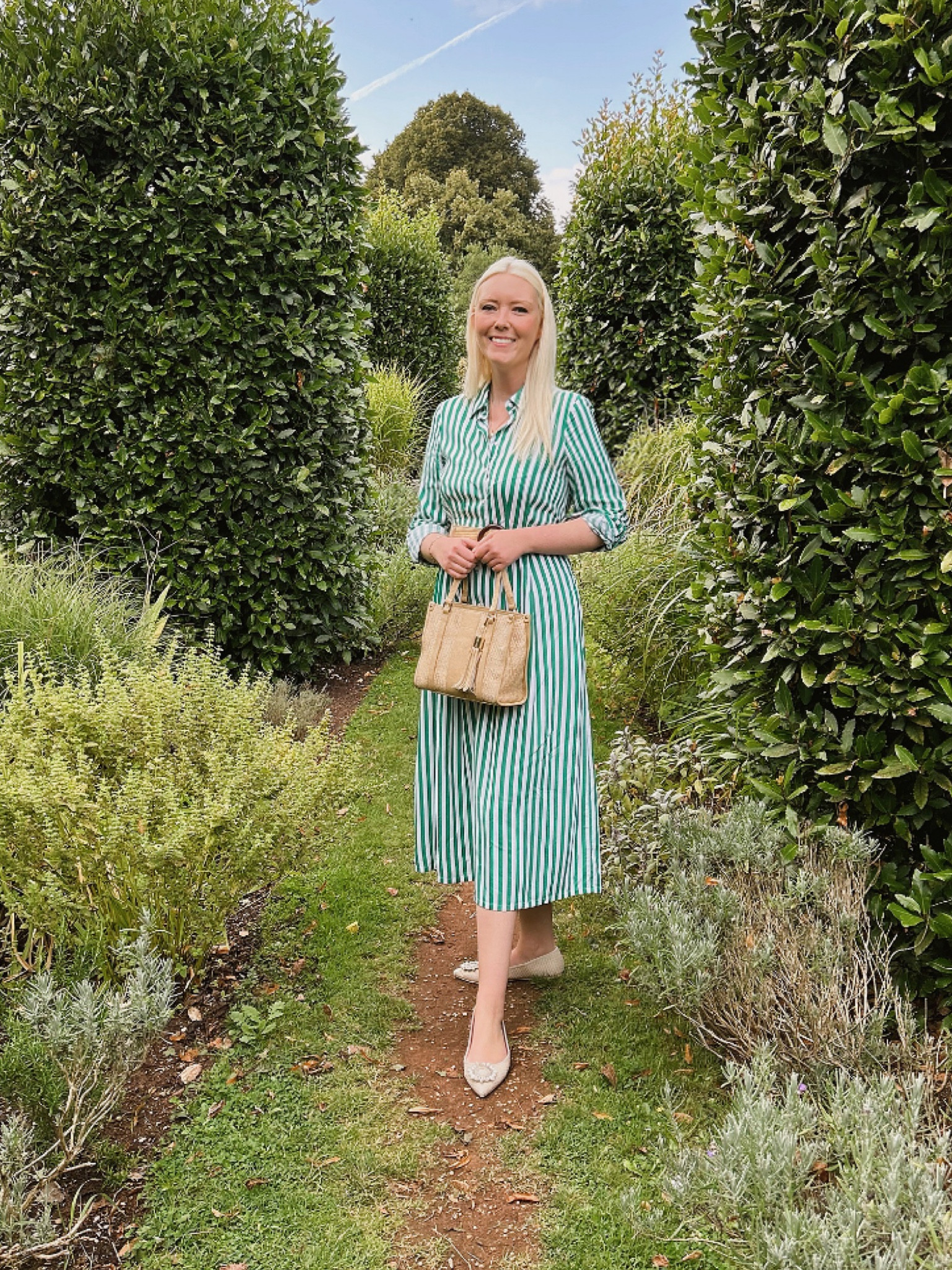 Green and white stripes with raffia accessories 🍃 The shirtdress is from Phase Eight in the sale, while the Clarity raffia and leather grab bag Russell and Bromley + pointed flats by Pretty Ballerinas are last year but I’ve added plenty of similar current styles so you can recreate the look

#LTKeurope #LTKuk #LTKsummer