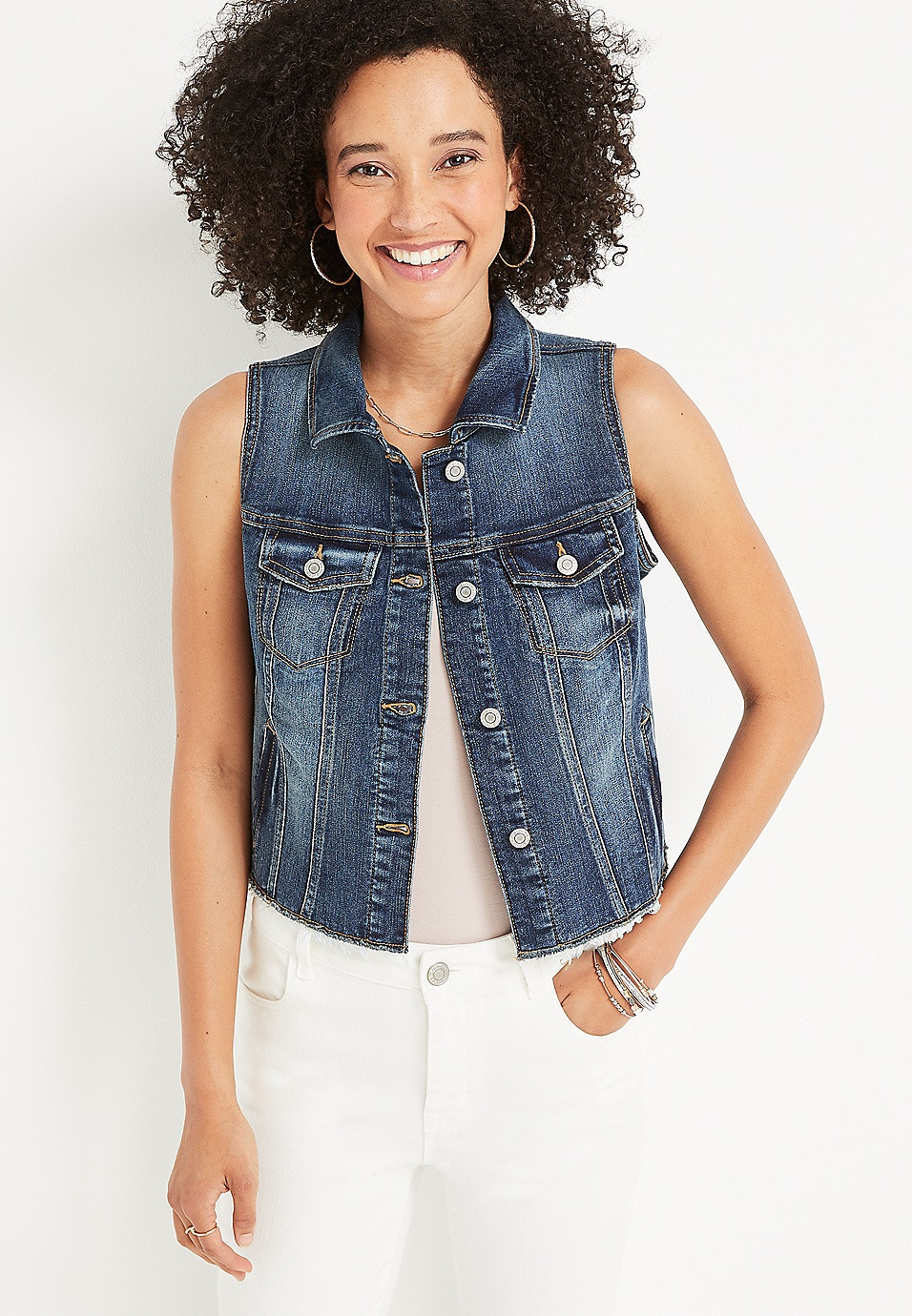 Dark Wash Denim Vest | Maurices