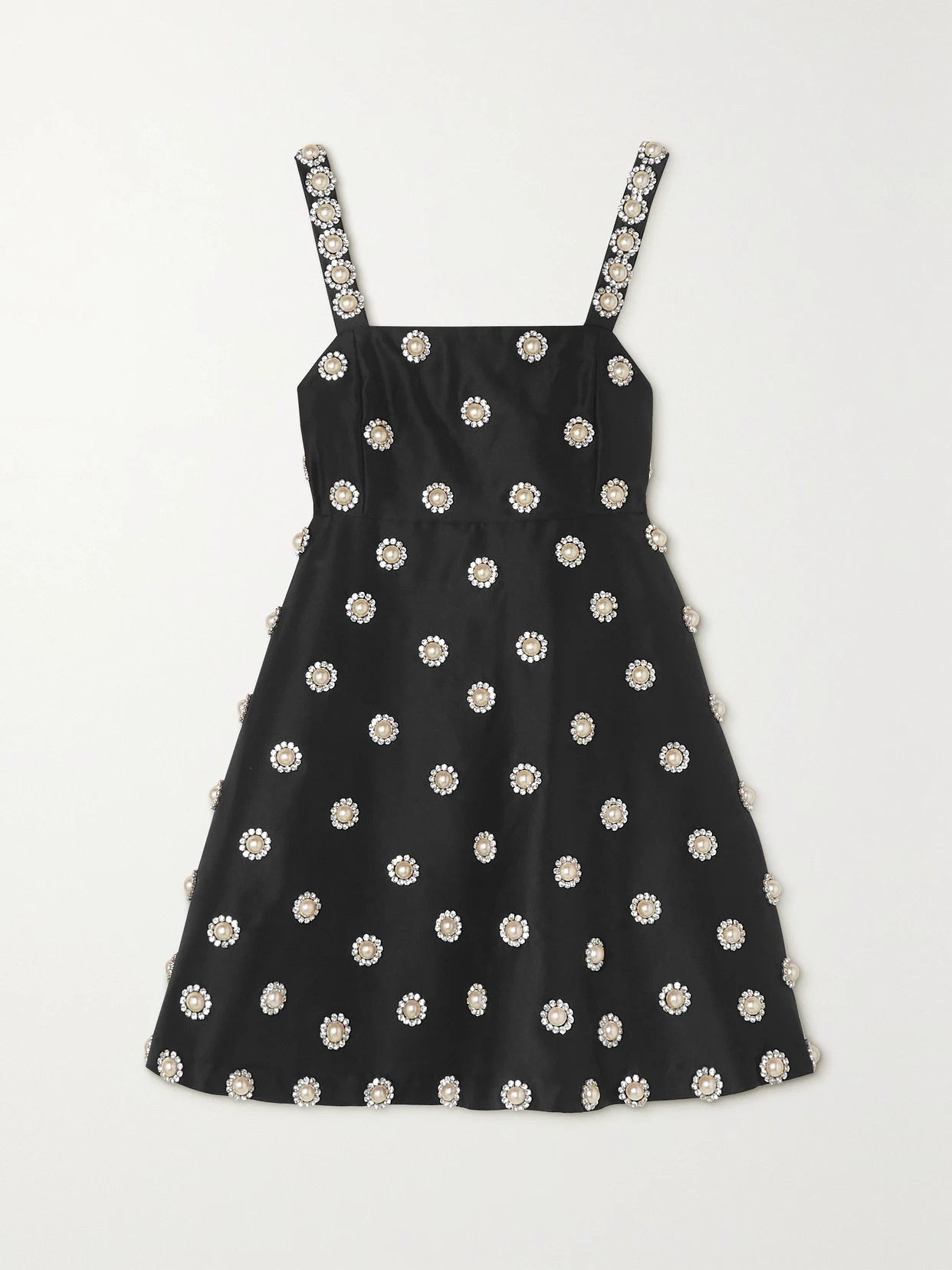 Alice + Olivia - Athene Embellished Duchesse-satin Mini Dress - Black | NET-A-PORTER (US)