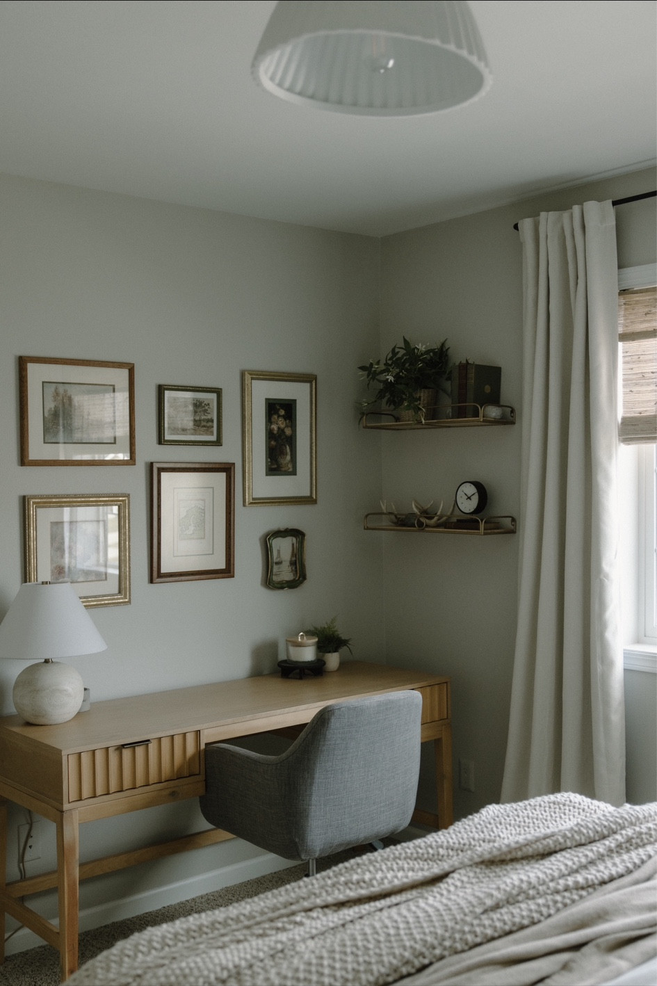 Thrifted gallery wall in our guest bedroom office!

Guest bedroom home office, casaluna throw, grey desk chair, modern desk chair, scalloped desk, gallery wall, Etsy art, brass and wood shelves, faux plant, home decor, studio McGee, target decor, desk lamp

#LTKHome #LTKStyleTip