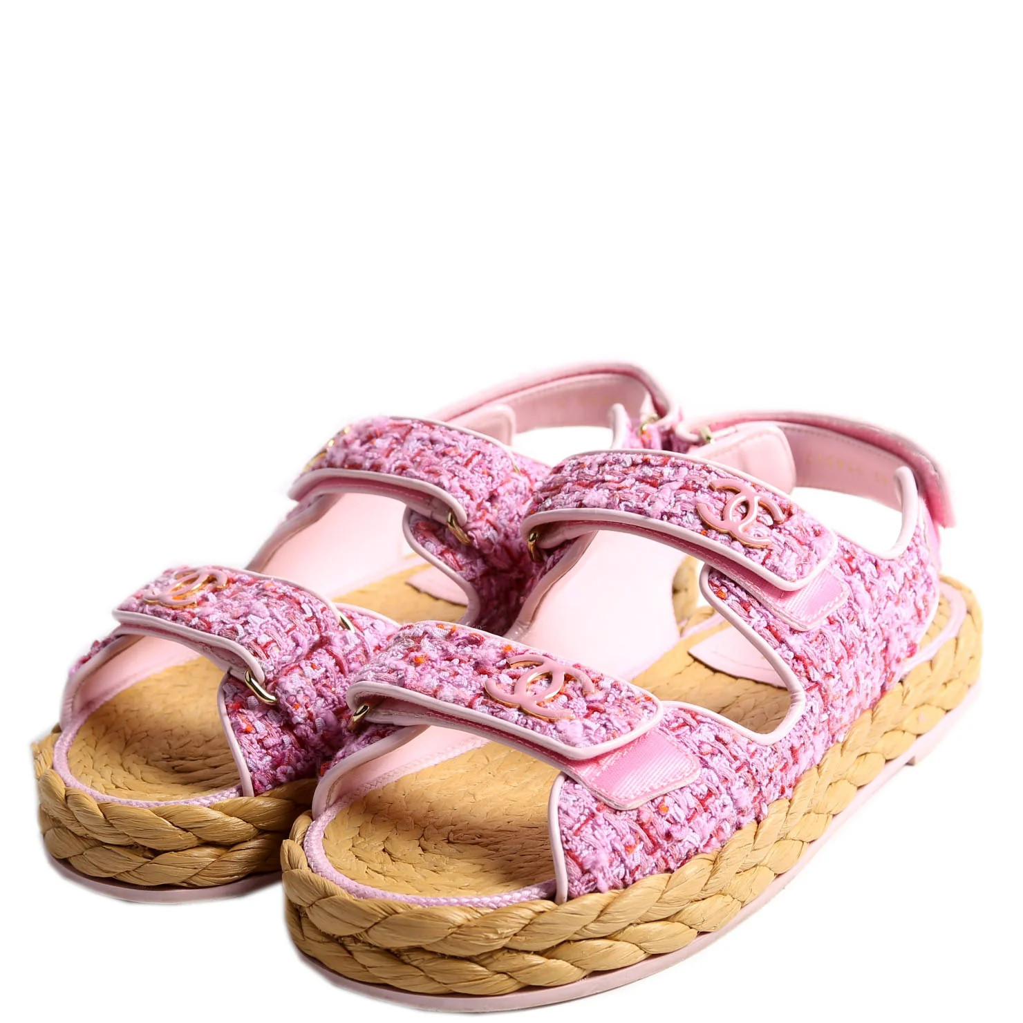 CC Tweed Dad Sandles Size 39 Pink | Keeks Designer Handbags