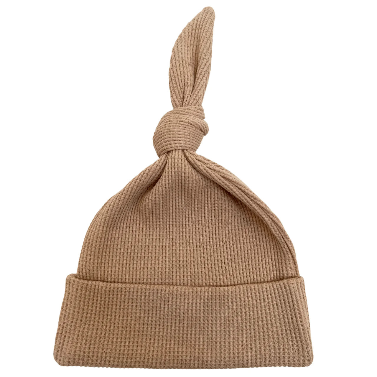Organic Waffle Knot Beanie, Tan | SpearmintLOVE