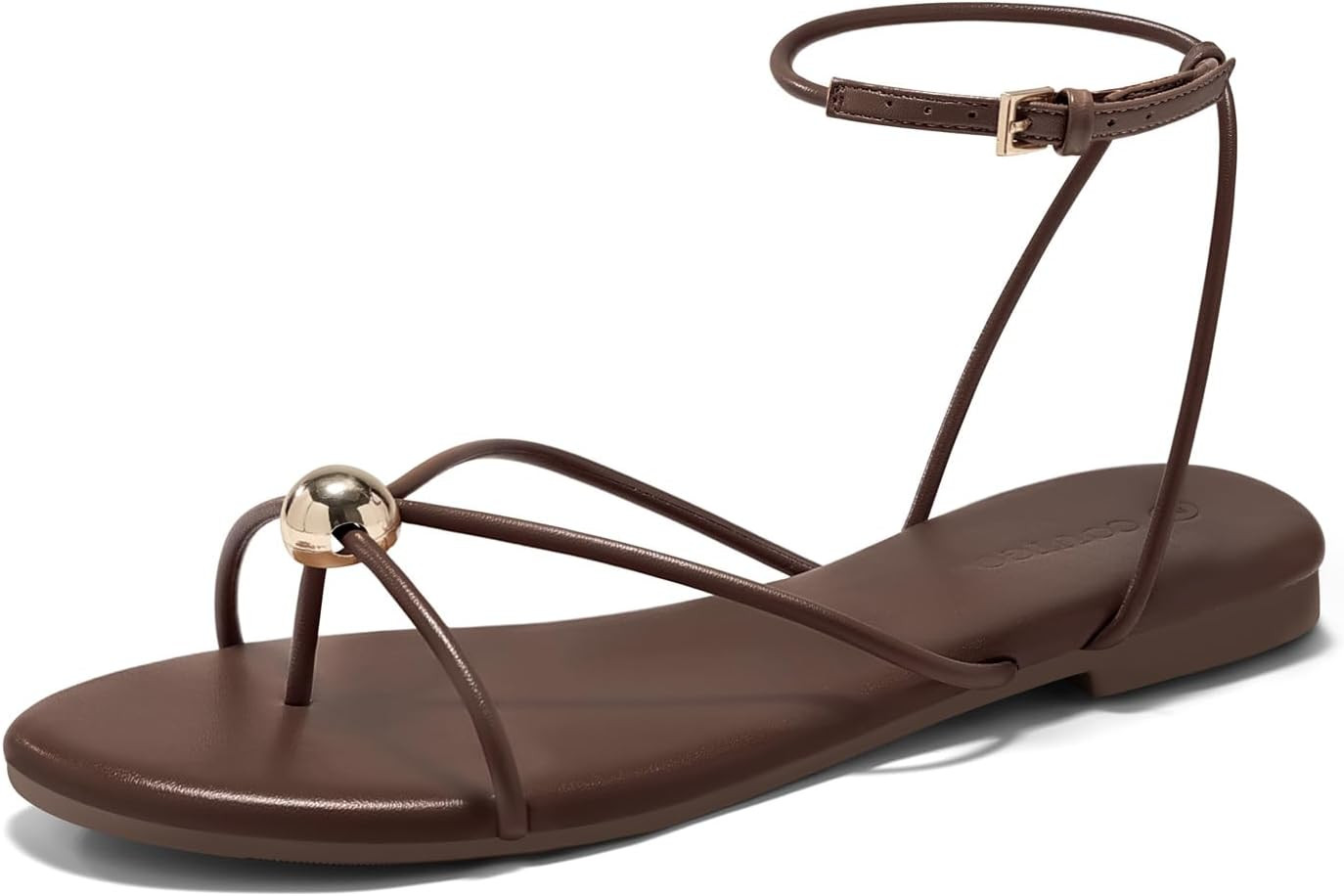 Coutgo Womens Strappy Flat Sandals Open Toe Flip Flops Sandals Ankle Strap Summer Beach Shoes | Amazon (US)