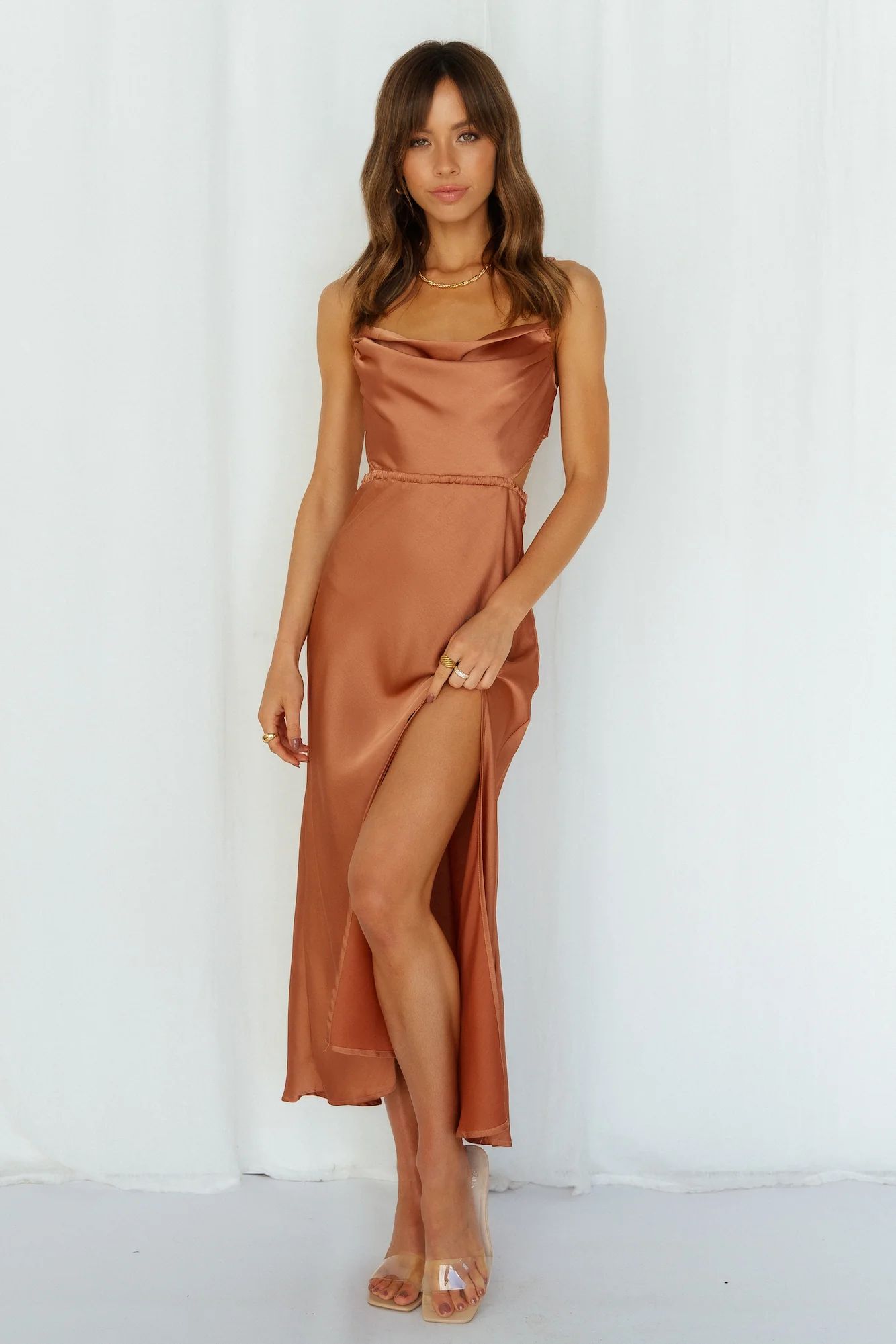 Stand On My Own Midi Dress Rust | Hello Molly