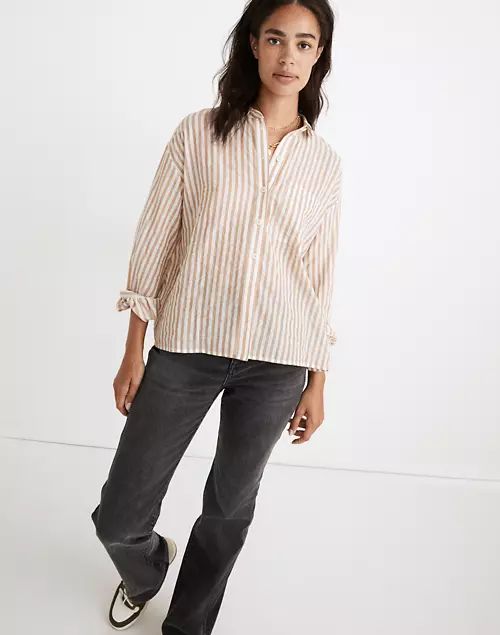 Shirred-Sleeve Westlake Shirt in Totten Stripe | Madewell