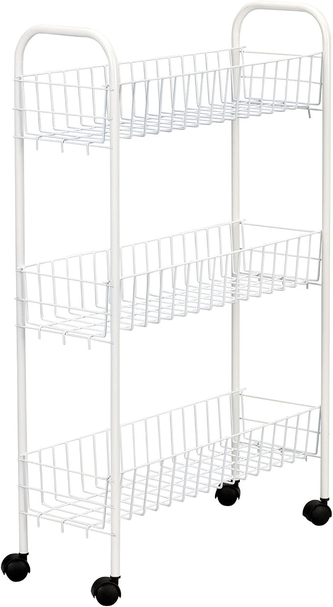 Household Essentials 05121 Slim Line 3-Tier Metal Storage Cart | Laundry Room Rolling Organizer |... | Amazon (US)
