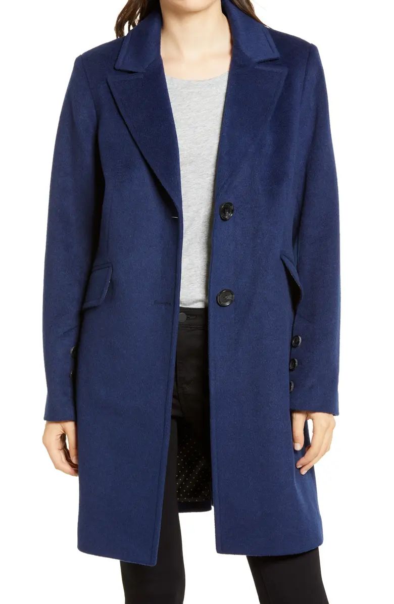 Notched Collar Wool Blend Coat | Nordstrom