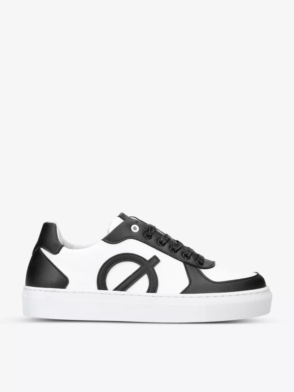 Classic logo-appliquéd faux-leather low-top trainers | Selfridges