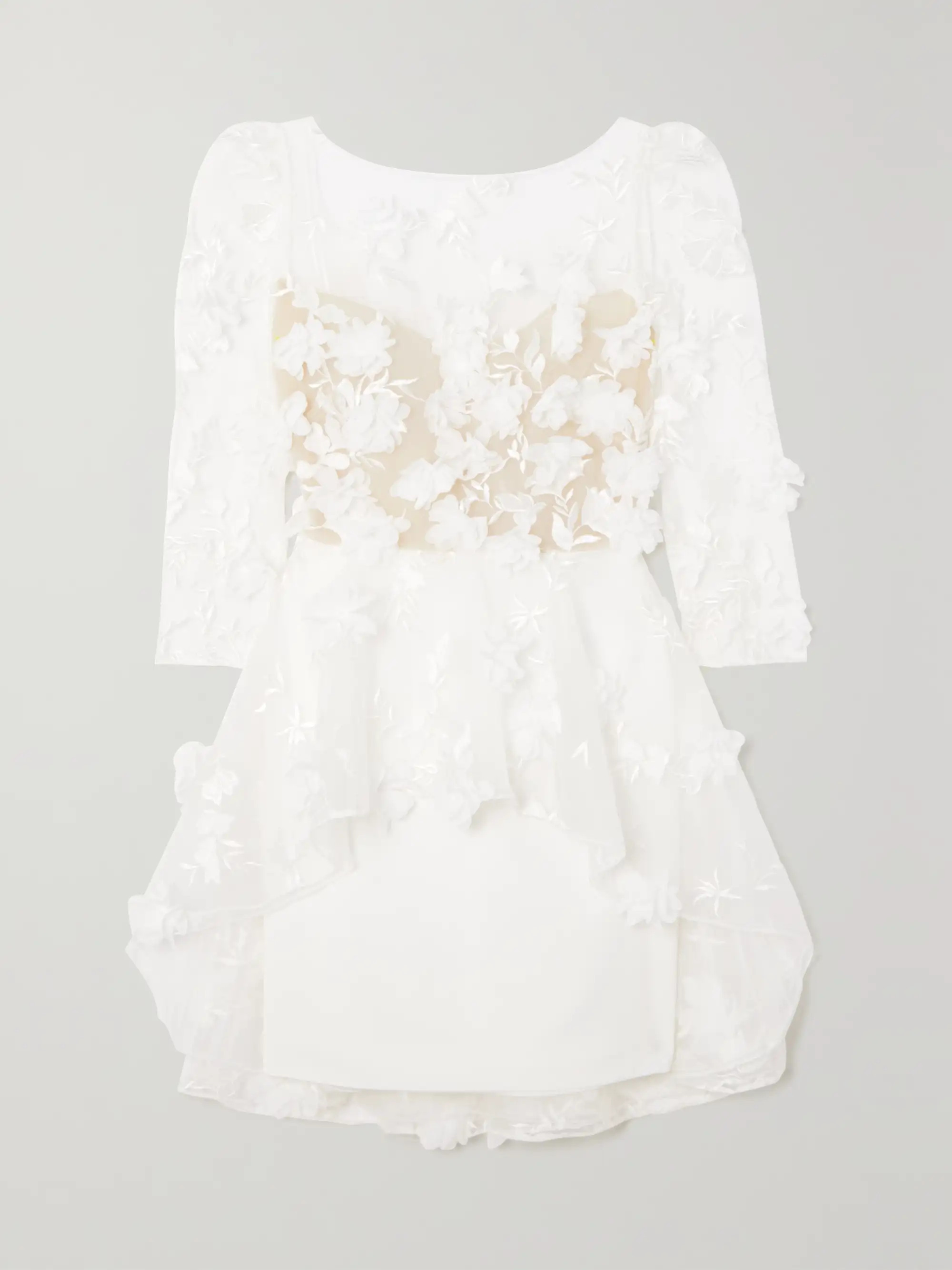 Quilak open-back appliquéd embroidered tulle and crepe mini dress | NET-A-PORTER (US)
