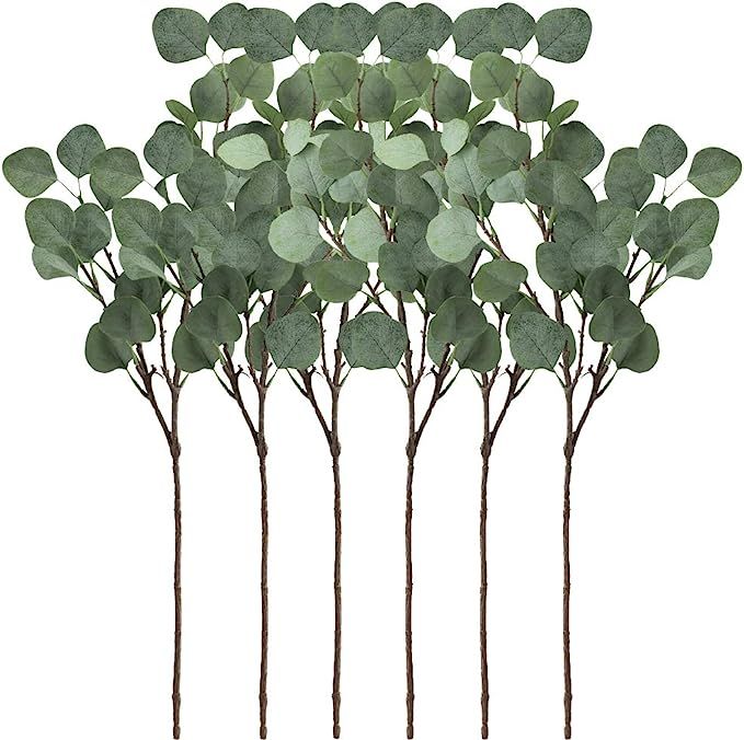 Supla 6 Pcs Artificial Silver Dollar Eucalyptus Leaf Spray in Green 25.5" Tall Artificial Greener... | Amazon (US)