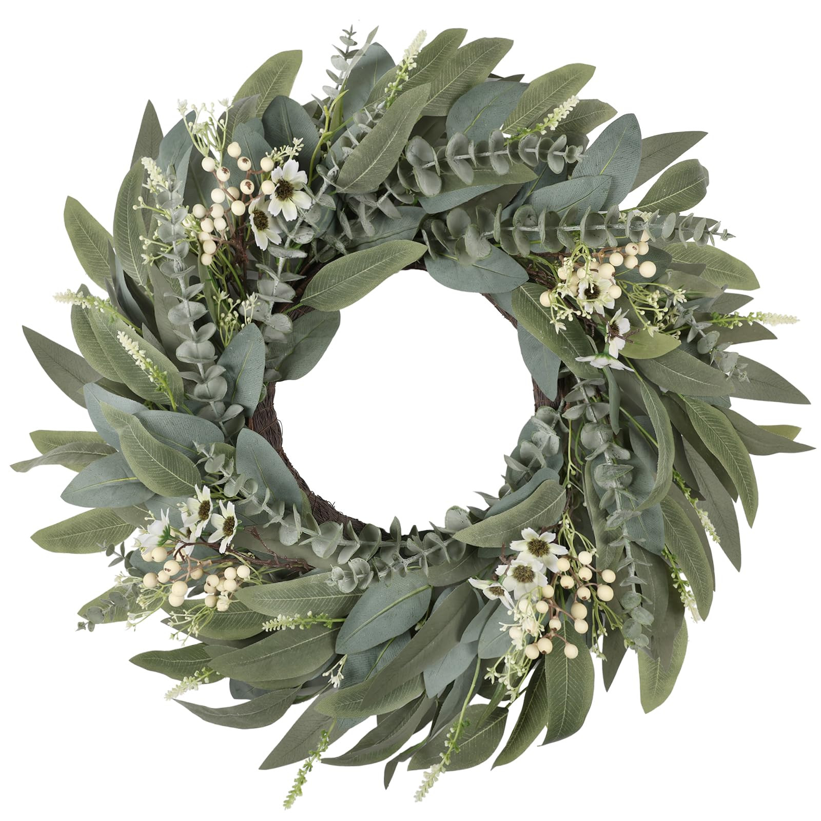 26 Inches Large Eucalyptus Spring Wreaths for Front Door,Artificial Greenery Summer Wreath with B... | Amazon (US)