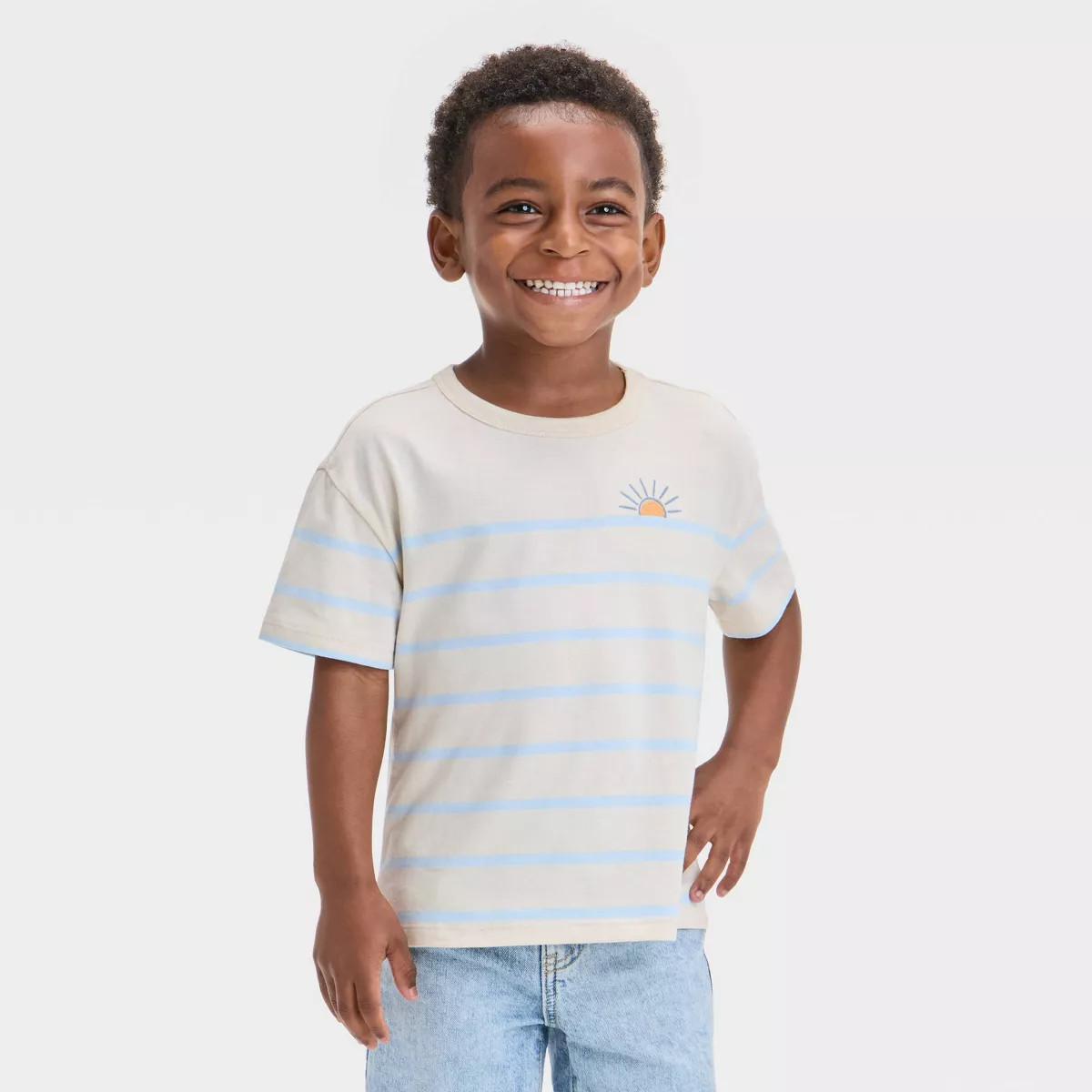 Toddler Boys' Short Sleeve Embroidered Sun T-Shirt - Cat & Jack™ Almond 3T | Target