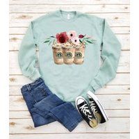 Starbucks Floral - Sweatshirt , Starbucks Shirt, Just A Girl Who Loves Shirt, Coffee Shirt, Starbuck | Etsy (US)