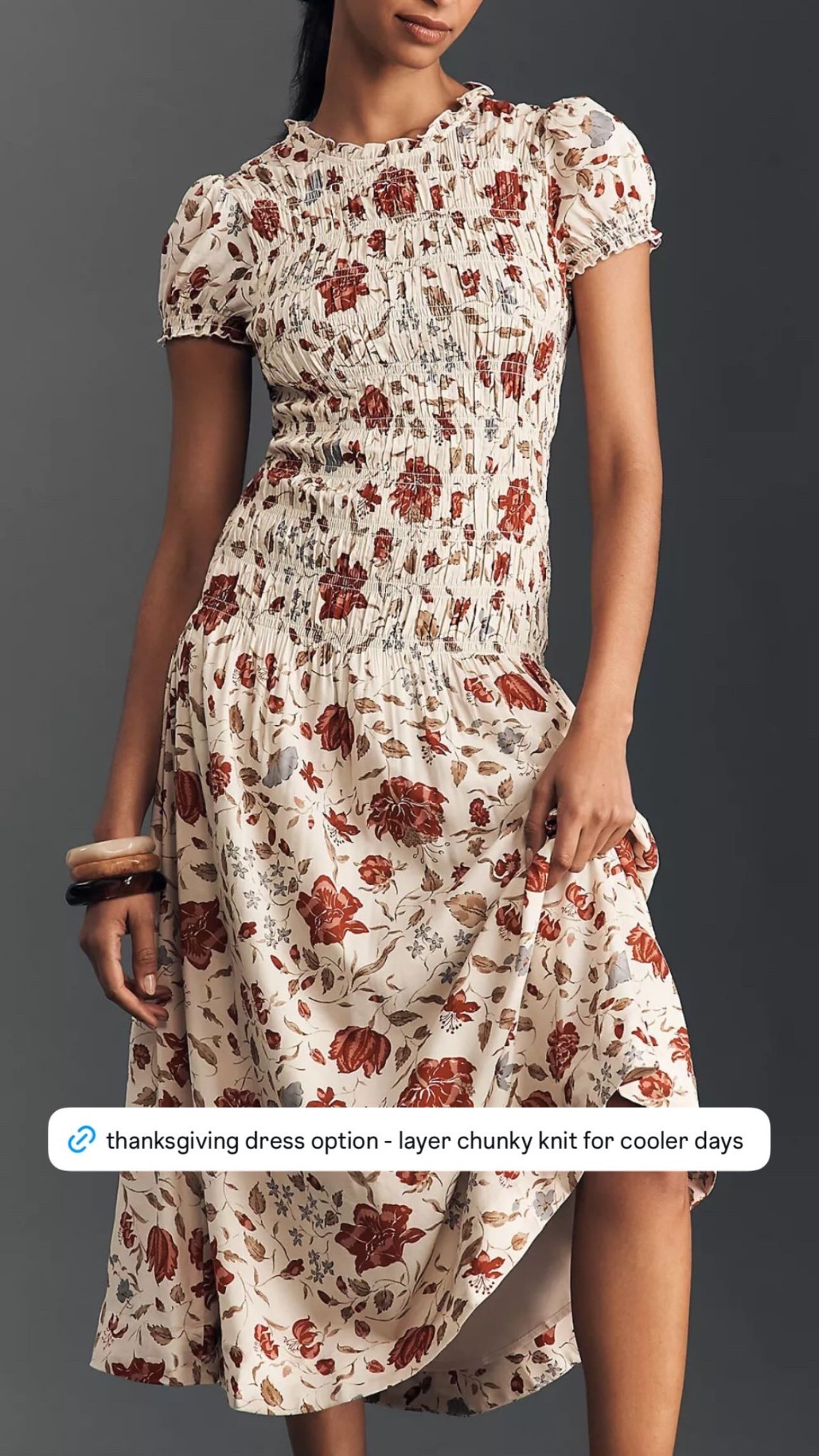 an easy floral dress, perfect for thanksgiving dinner or family photos! the smocking is so flattering and gives a little extra space. dress up with boots or down with sneakers.

#LTKStyleTip #LTKSeasonal