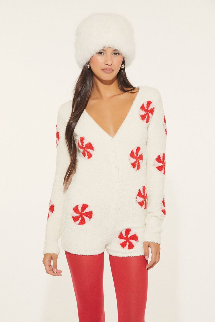 Peppermint Candy Pajama Romper | Forever 21