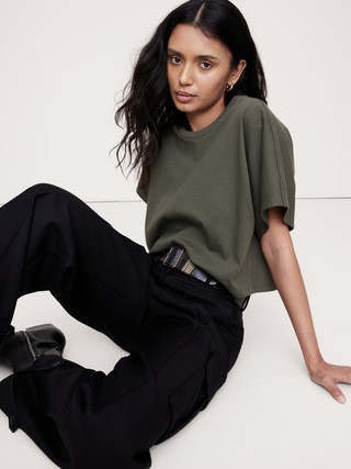 Cotton Boxy-Crop Dolman T-Shirt | Banana Republic (US)