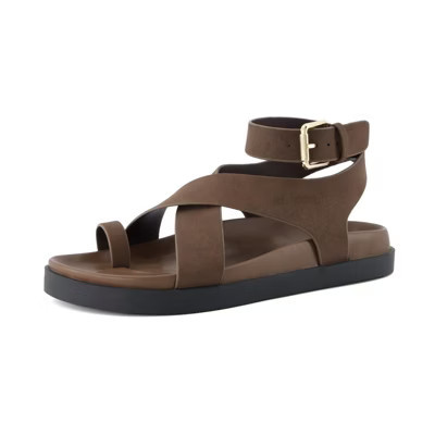 CUSHIONAIRE Women's Entry ankle wrap footbed sandal with +Comfort Espresso 6.5 | Target