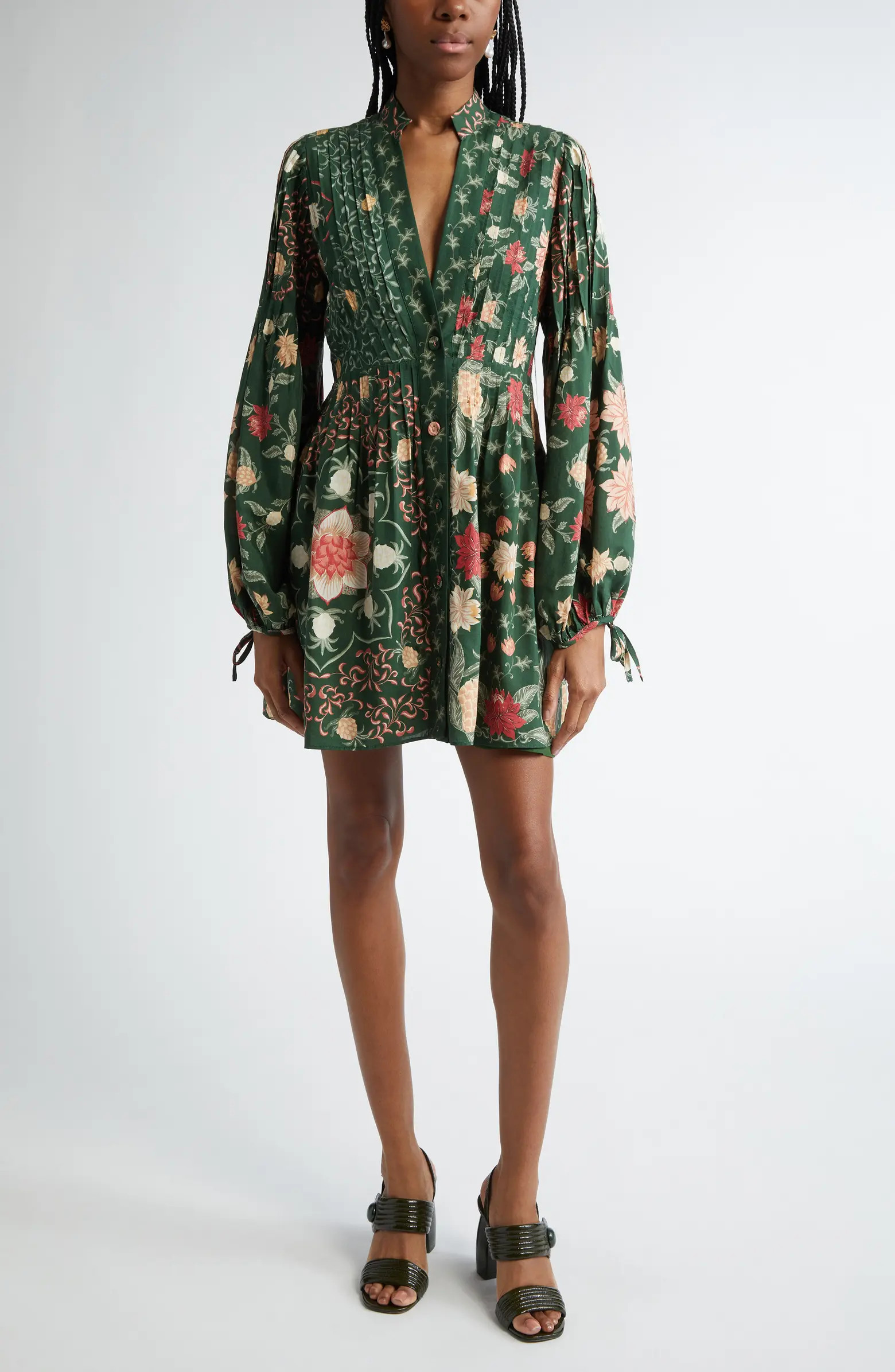 Pineapple Garden Long Sleeve Button Front Minidress | Nordstrom