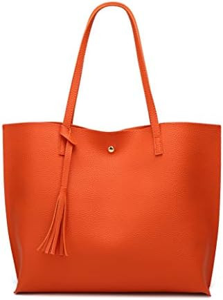 Dreubea Women's Soft Faux Leather Tote Shoulder Bag from, Big Capacity Tassel Handbag | Amazon (US)