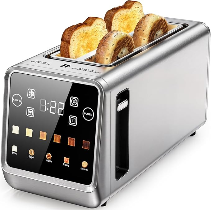 4-Slice Smart Toaster, Extra-Wide Slots for Thick Bagels & Artisan Bread, 1400W Rapid Heating, 6 ... | Amazon (US)