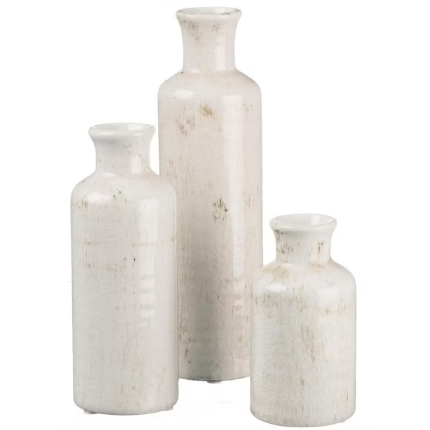 Sullivans Set of 3 Small Ceramic Bottle Vases 5"H, 7.5"H & 10"H | Target
