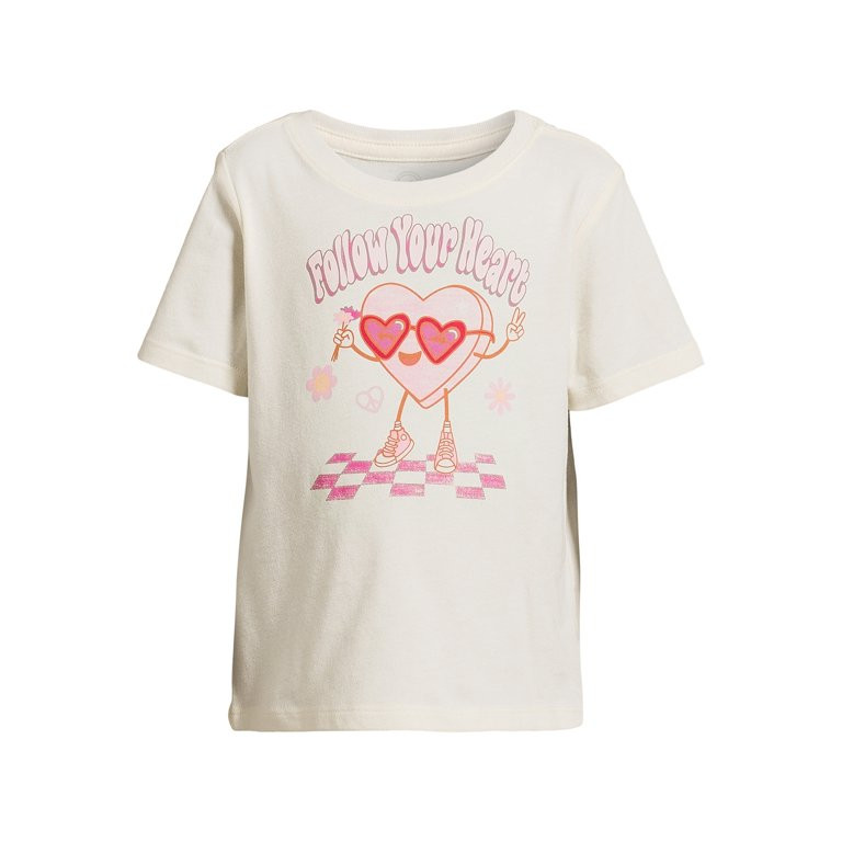 Wonder Nation Valentine's Day Toddler Short Sleeve Graphic Tee, Sizes 12M-5T | Walmart (US)