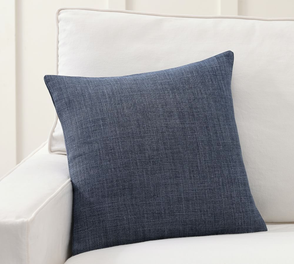 Belgian Linen Pillow Cover, 18 x 18&amp;quot;, Midnight | Pottery Barn (US)
