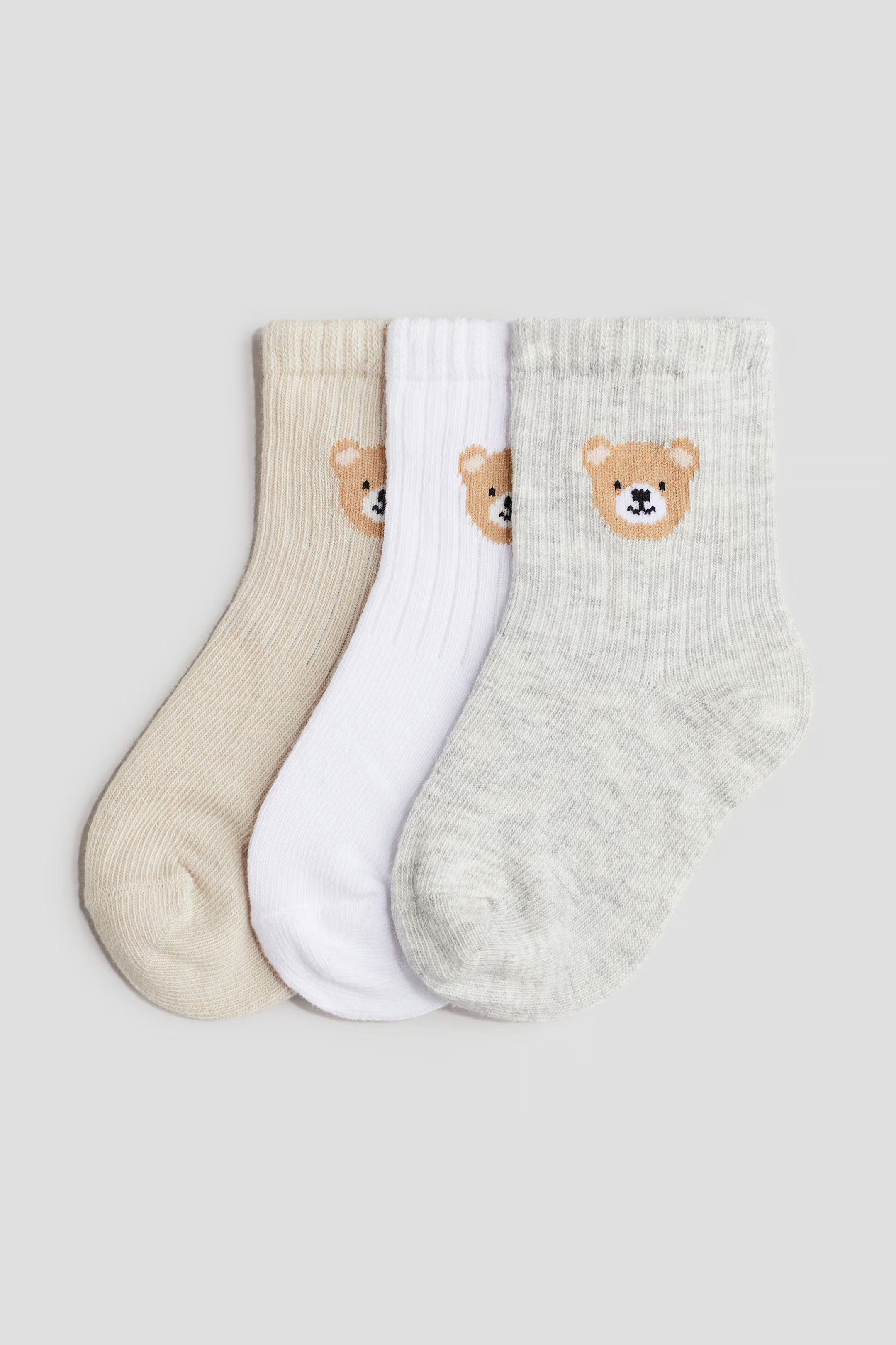 3-pack Socks - Beige/teddy bear - Kids | H&M US | H&M (US + CA)