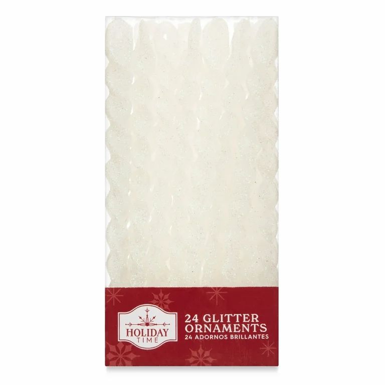 Holiday Time, White Glitter Icicle Shatterproof Ornaments , 24 Count - Walmart.com | Walmart (US)