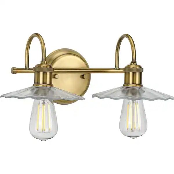 Fayette Collection Vintage Brass Two-Light Bath - Overstock - 30649118 | Bed Bath & Beyond