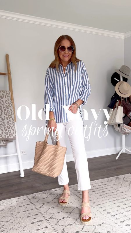 So many cute and affordable outfits for spring! All of these pieces are so versatile and lots are on sale🥰 everything fits TTS. 

Old Navy haul, spring outfit ideas, capsule wardrobe, tee shirt dress, shirt dress, linen set, vacation outfits, matching set, affordable fashion, inclusive sizing, how to style, wide leg crop pants, workwear, white jeans, tennis skirt, mom ootd, look for less, designer inspired 

#LTKover40 #LTKVideo #LTKSeasonal
