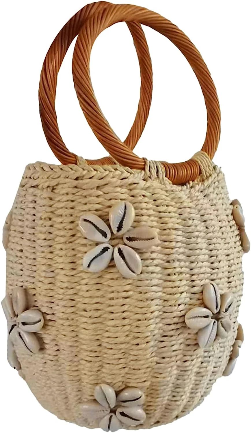 Kukuzhu Summer Straw Bag for Women Pearl Flower Bucket Tote Bag Diamond Handbag Hand Woven Rattan... | Walmart (US)