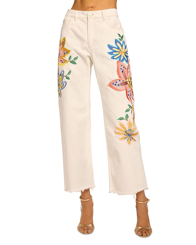 Ramy Brook Amber Embroidered High Rise Ankle Jeans in White Embroidered | Bloomingdale's (US)