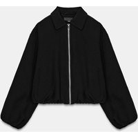 Zara - Puff Sleeve Zip Jacket - Black - L - Woman | Zara US
