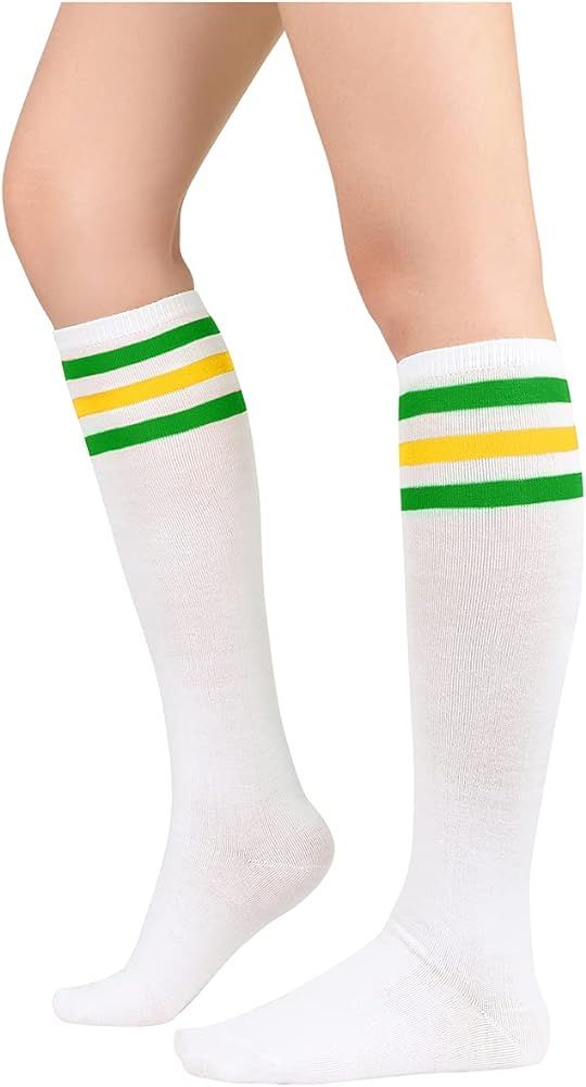 Century Star Women's Knee High Socks Athletic Thin Stripes Tube Socks High Stockings Outdoor Spor... | Amazon (US)