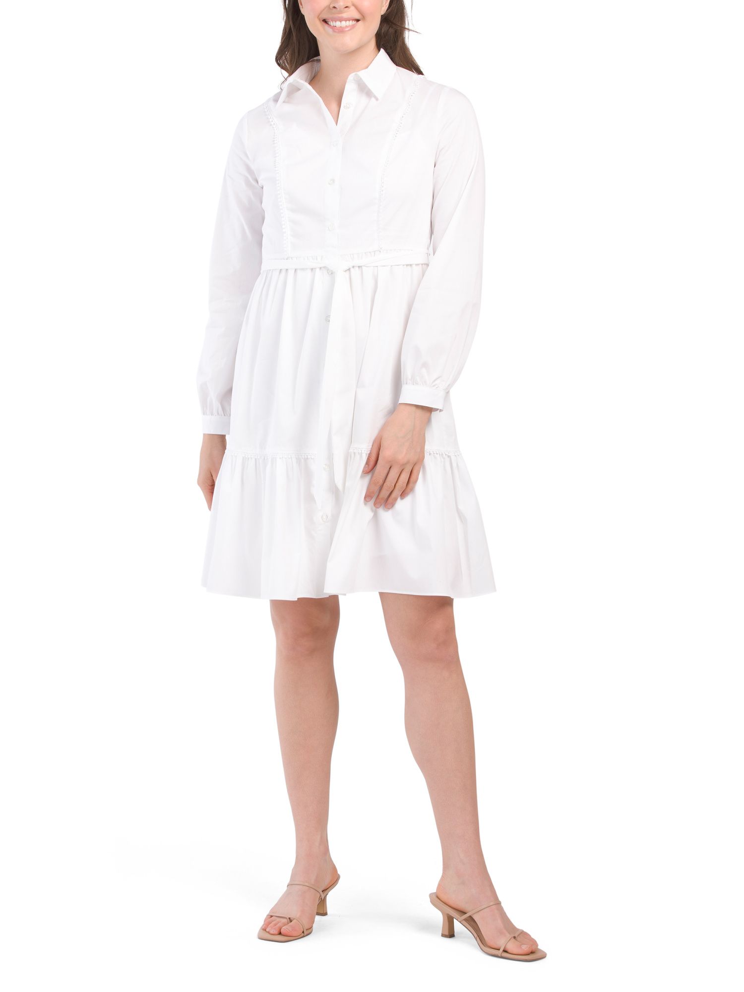 Long Sleeve Lace Trim Shirt Mini Dress | Marshalls