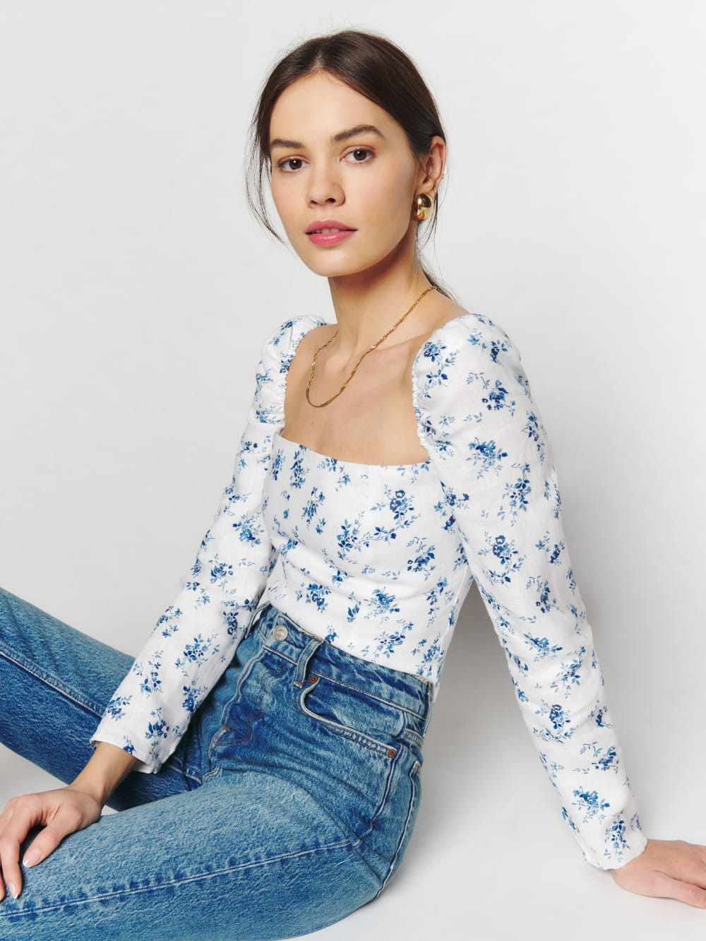 Khloe Linen Top | Reformation (Global)