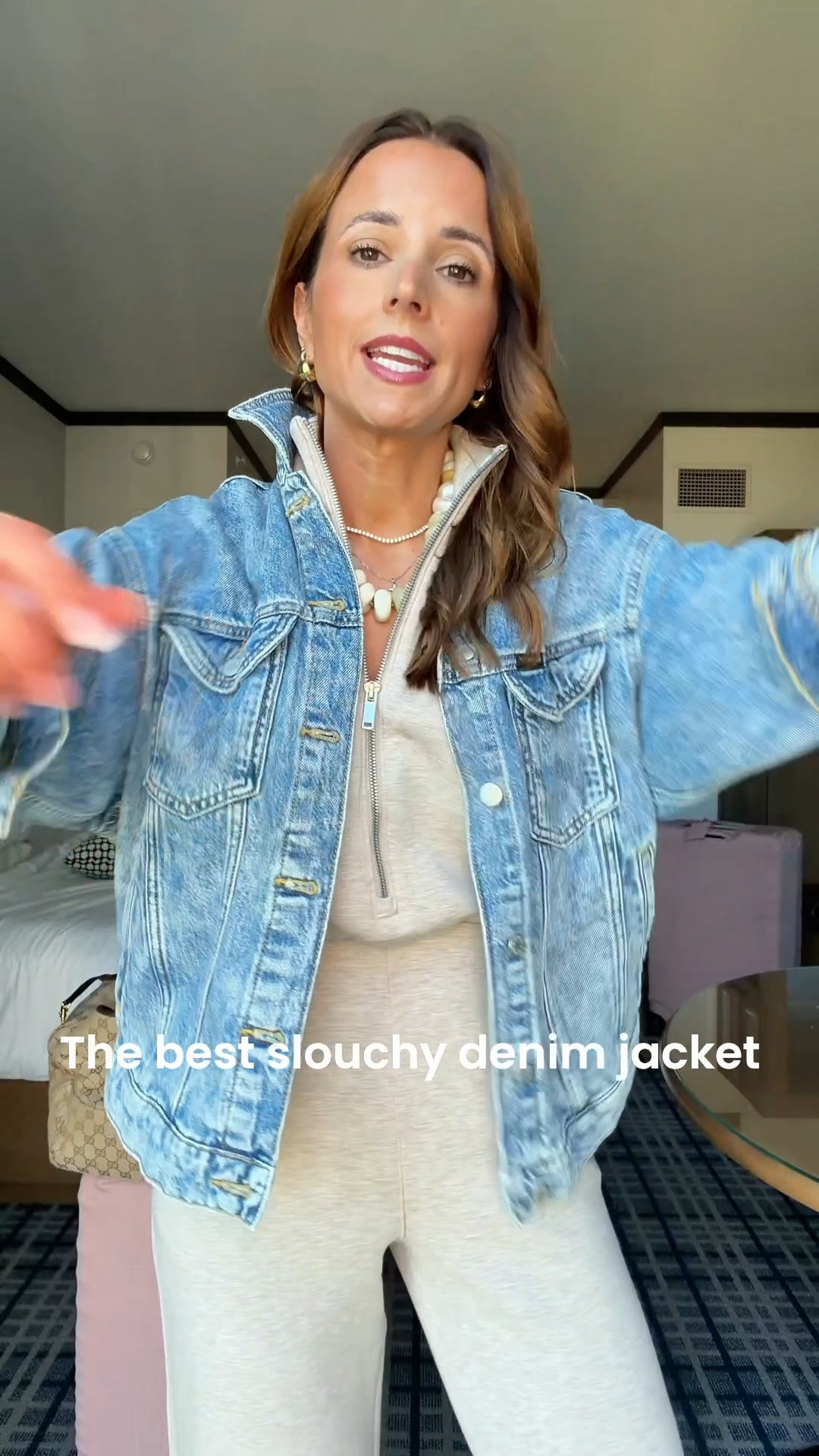 New bathroom, friendly jumpsuits that are currently on sale with code AE25. This is a new style and it fits like a dream. Wearing XS petite. Travel outfit. Airport outfit. Travel necessities. Travel must haves. XS in slouchy denim jacket. Sneakers mules are TTS.

#LTKTravel #LTKgrwm #LTKootd #LTKgrwm #LTKootd #LTKTravel