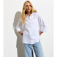 Women's White Linen-Look 3/4 Sleeve Shirt New Look | New Look (UK)
