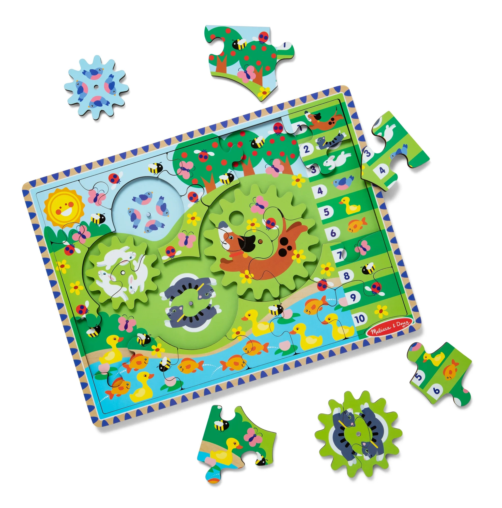 Melissa & Doug Wooden Animal Chase Jigsaw Spinning Gear Puzzle – 24 Pieces | Walmart (US)