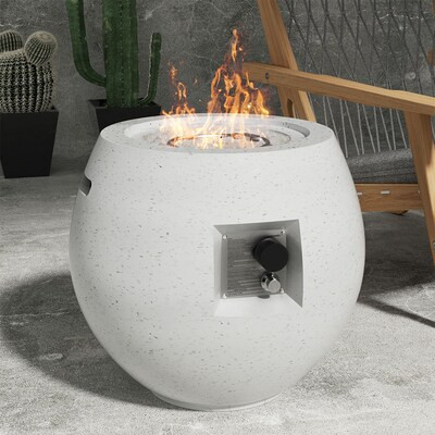 Runesay 21.25-in W White Stone Round Propane Gas Fire Pit | Lowe's