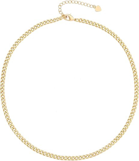 18k Gold Paperclip Chain Choker Satellite Chain Lava Bead Pendant Necklace Dainty Jewelry for Wom... | Amazon (US)