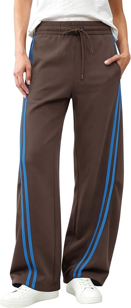 Women's Baggy Barrel Sweatpants Wide Leg Side Striped Sweat Pants | Amazon (US)
