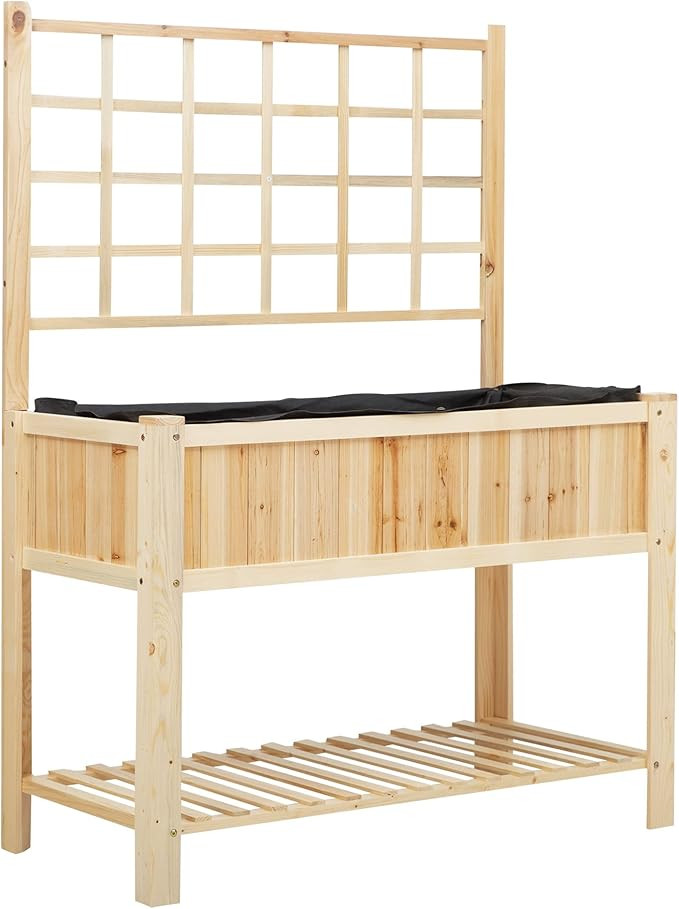 Outsunny 47'' Wooden Raised Garden Bed with Trellis, Coutryside Style Elevated Planter Box Stand ... | Amazon (US)