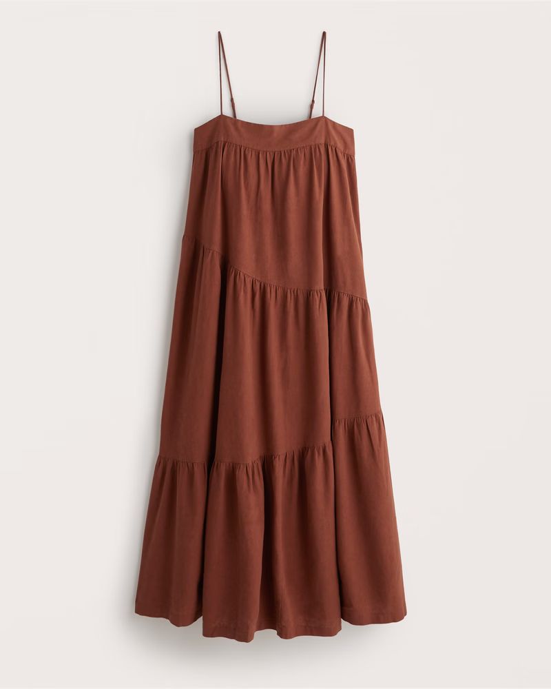 Asymmetrical Tiered Maxi Dress | Abercrombie & Fitch (US)
