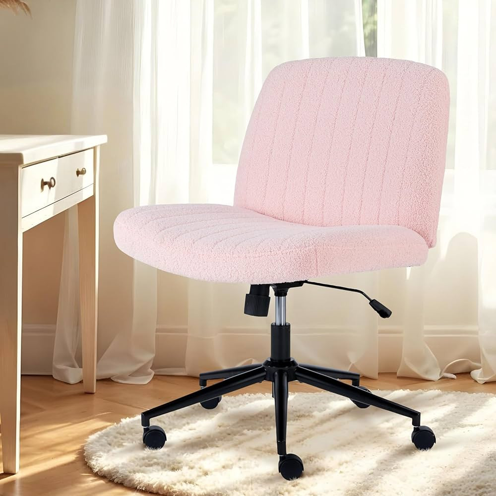 Simple Deluxe Criss Cross Chair with Wheels, Armless Legged Office Desk Chair, Comfy Swivel Rolli... | Amazon (US)