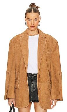 REMAIN Suede Oversize Blazer in Tobacco Brown from Revolve.com | Revolve Clothing (Global)