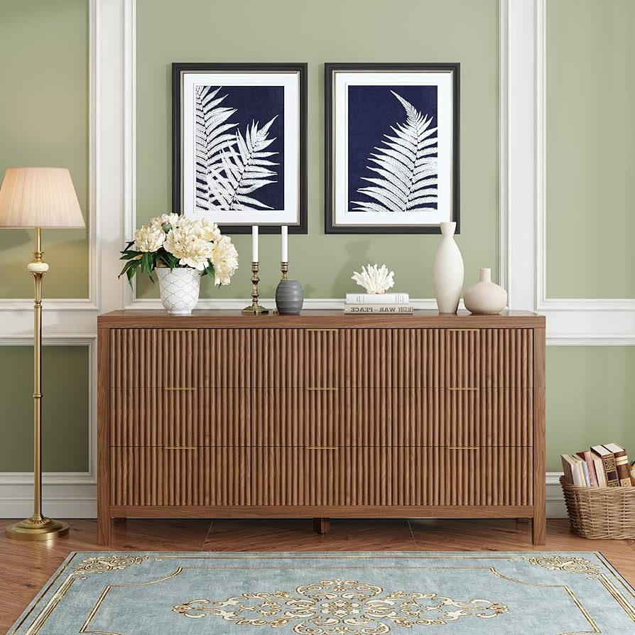 9 Drawers Dresser, Modern Large Chest Mid Century Modern Dresser TV Stand, Storage Organizer Dres... | Amazon (US)