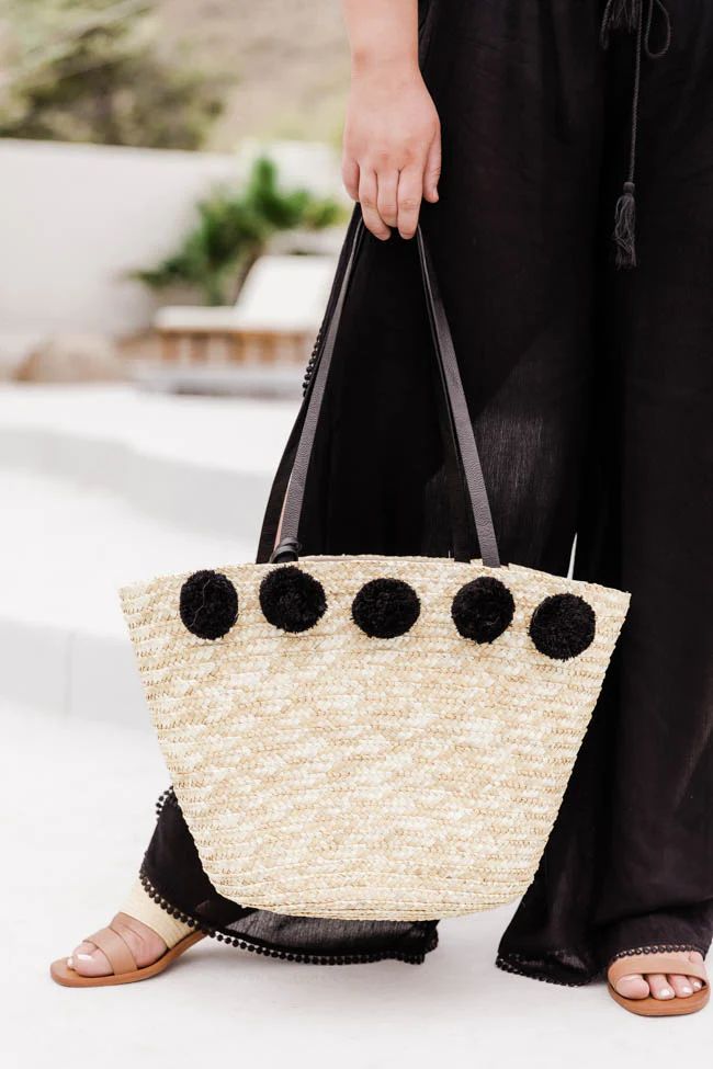 More Than Memories Black Pom Tote | The Pink Lily Boutique