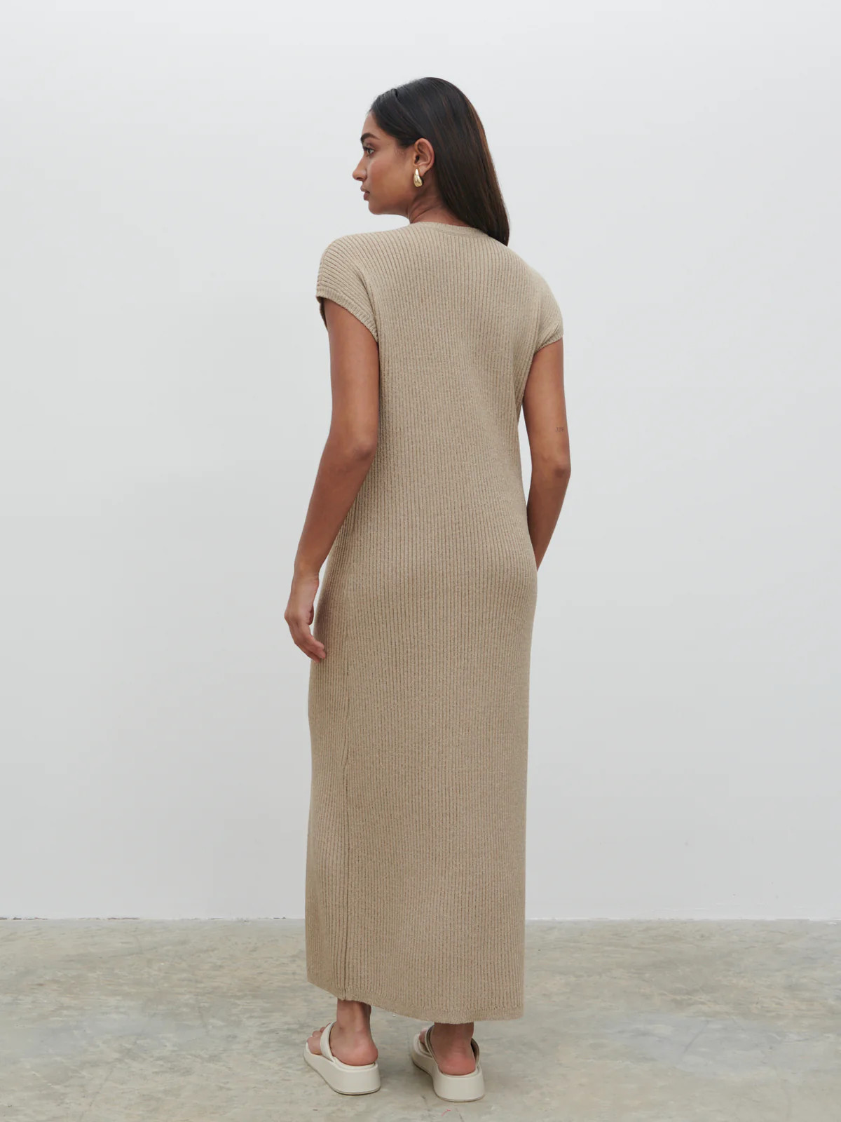 Rose Knit Midaxi Dress - Stone Taupe | Pretty Lavish (UK)